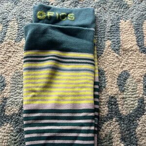 Teal and Yellow FIGS Compression Socks